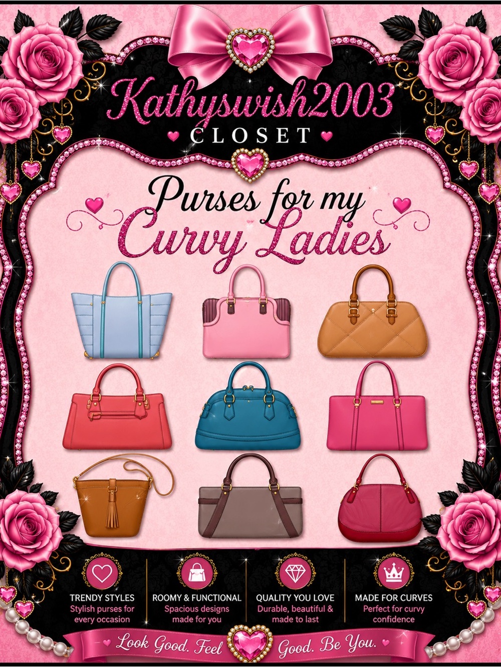 Curvy Ladies Purses - Pink Collection